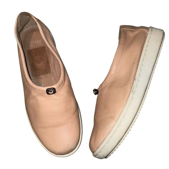 EILEEN FISHER Sydney Slip On Washed Leather Comfort Sneakers Blush Pink Size 8 - Picture 3 of 15